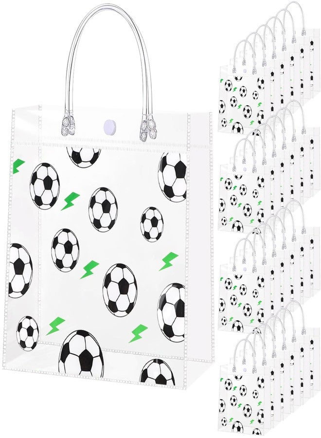 YOPCDJ 24Pcs Soccer Clear Goodie Bags - 7.9 x 7.9 x 3.15 Inch Plastic Favor Bags with Handles for Soccer Sport Theme Birthday Party, Team Treat Snack Bag, Gifts Bags for Team Celebration, Sports Party Supplies - Image 1