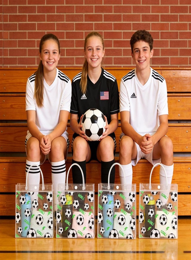 YOPCDJ 24Pcs Soccer Clear Goodie Bags - 7.9 x 7.9 x 3.15 Inch Plastic Favor Bags with Handles for Soccer Sport Theme Birthday Party, Team Treat Snack Bag, Gifts Bags for Team Celebration, Sports Party Supplies - Image 3