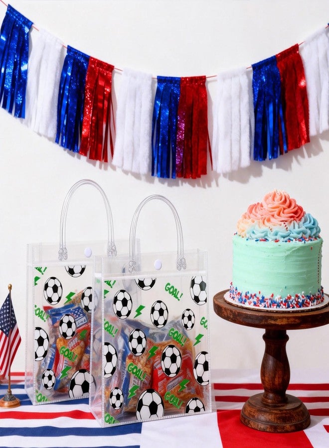 YOPCDJ 24Pcs Soccer Clear Goodie Bags - 7.9 x 7.9 x 3.15 Inch Plastic Favor Bags with Handles for Soccer Sport Theme Birthday Party, Team Treat Snack Bag, Gifts Bags for Team Celebration, Sports Party Supplies - Image 5