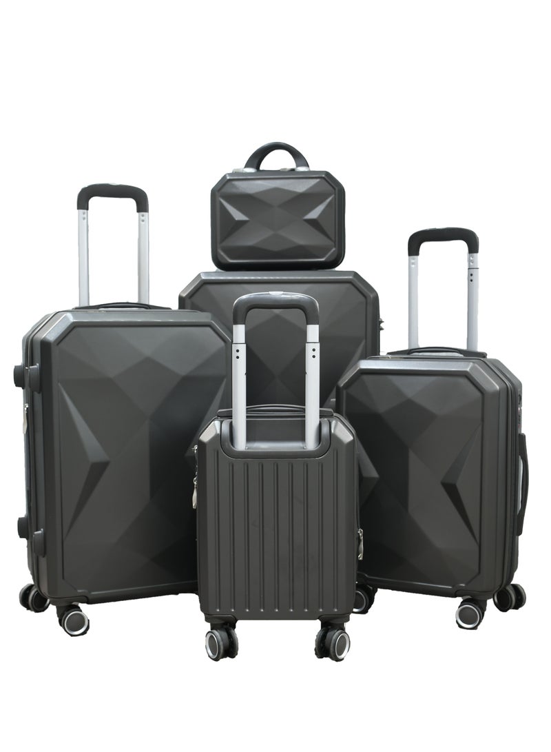 MORANO 5-Piece Luggage Trolley Bag Set Dark Grey - Image 1