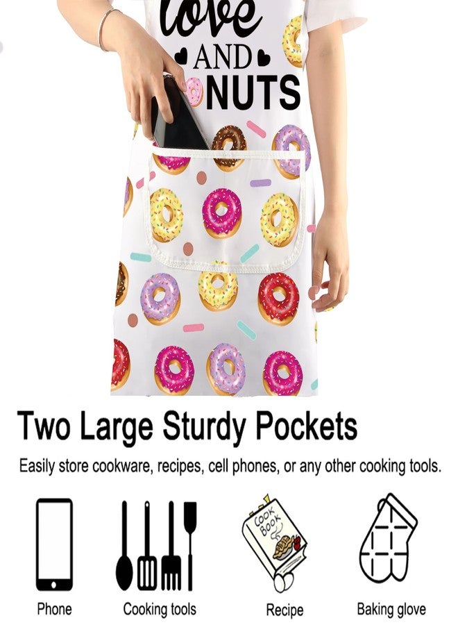 PXTIDY Donut Apron - Kitchen Apron - Love And Donuts Apron - Unisex - One Size Fits All - Polyester Blend - 2 Pockets - Women, Friends And Loved Ones, Cooking Enthusiasts, Gardeners - Image 4