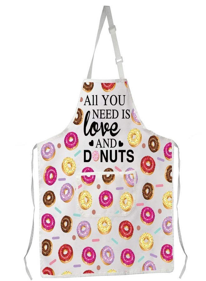 PXTIDY Donut Apron - Kitchen Apron - Love And Donuts Apron - Unisex - One Size Fits All - Polyester Blend - 2 Pockets - Women, Friends And Loved Ones, Cooking Enthusiasts, Gardeners - Image 1