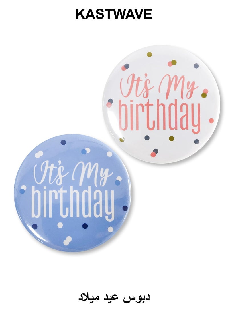 KASTWAVE Its My Birthday Pin, 30 Pcs Happy Birthday Pin for Women Men, 2.3in Birthday Girl Pin Birthday Boy Pin, White Gold Birthday Badge, Birthday Button Birthday Gift (White-Pink) - Image 1