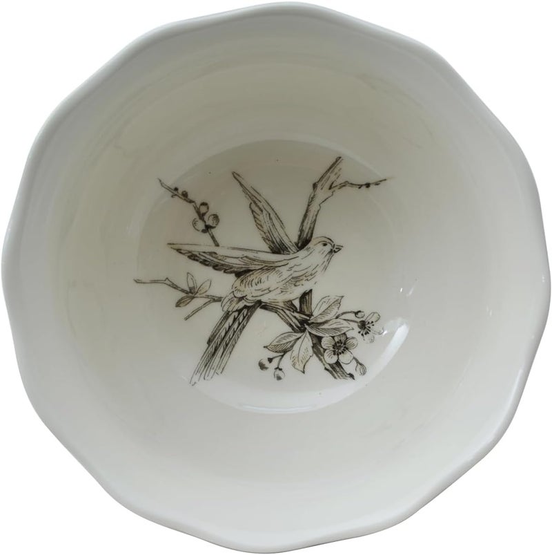 222 Fifth Adelaide 16Piece Traditional Antique White Porcelain Dinnerware Set  Service for 4 Romantic Bird  Floral Design for Everyday Dining  Entertainment Microwave  Dishwasher Safe - Image 3