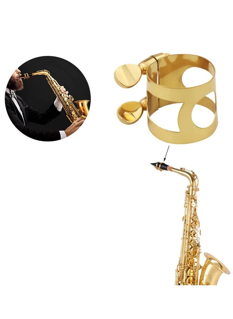 SYOSI - Sax Ligature Alto Saxophone Mouthpiece Ligature Fastener - Gold Plated Brass - Image 1