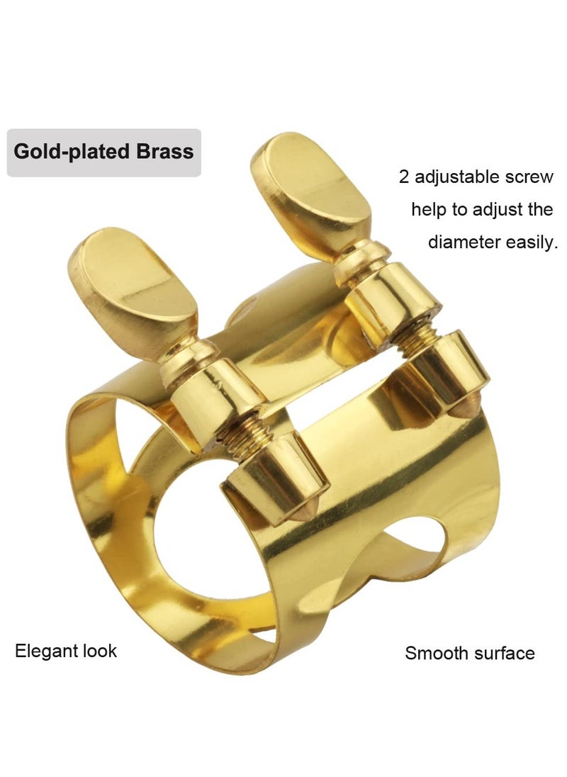 SYOSI - Sax Ligature Alto Saxophone Mouthpiece Ligature Fastener - Gold Plated Brass - Image 1