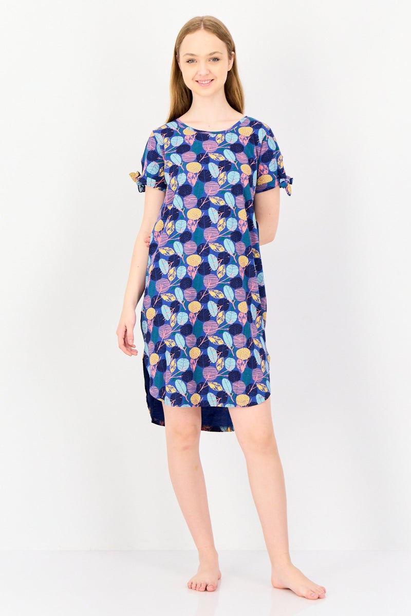 zivame فستان نوم قصير الأكمام بطبعة شاملة للنساء، متعدد الألوان - Image 1