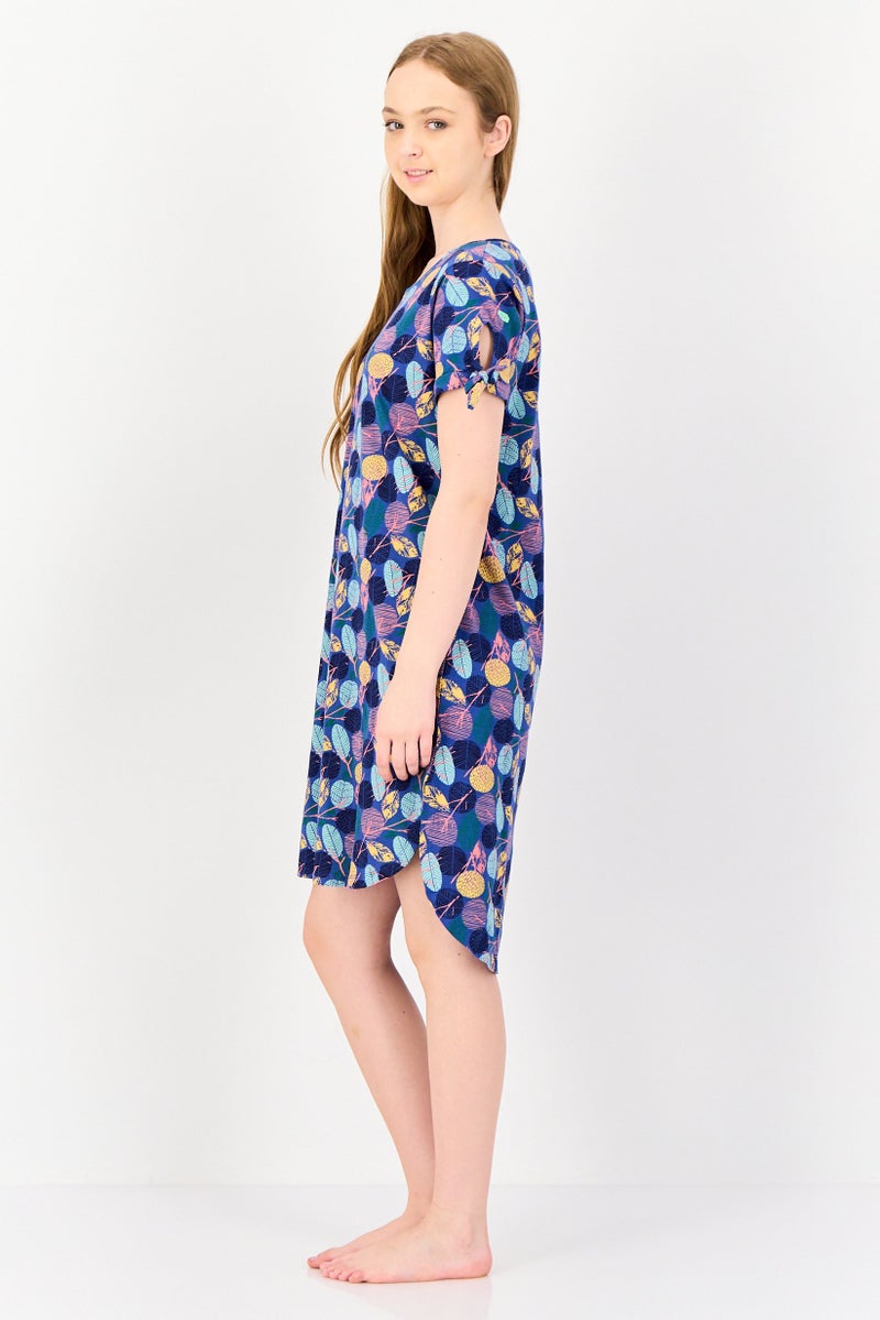 zivame فستان نوم قصير الأكمام بطبعة شاملة للنساء، متعدد الألوان - Image 3