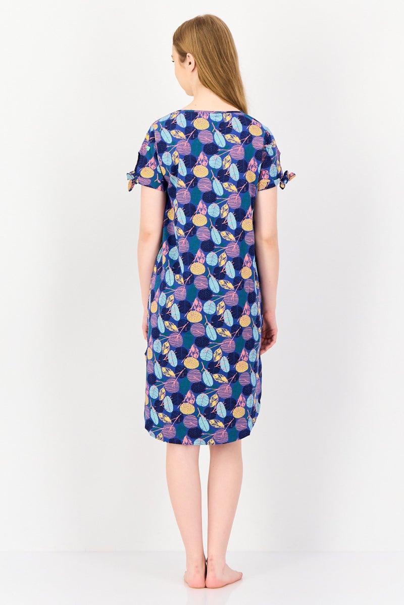 zivame فستان نوم قصير الأكمام بطبعة شاملة للنساء، متعدد الألوان - Image 2