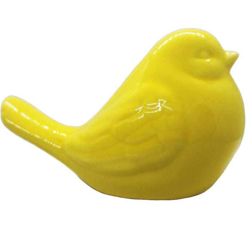 realideas New Yellow Bird Figurine Ceramic Chubby Bird Figure Cottage Animal Bird Statue Decorations for Home Garden Decor Accents