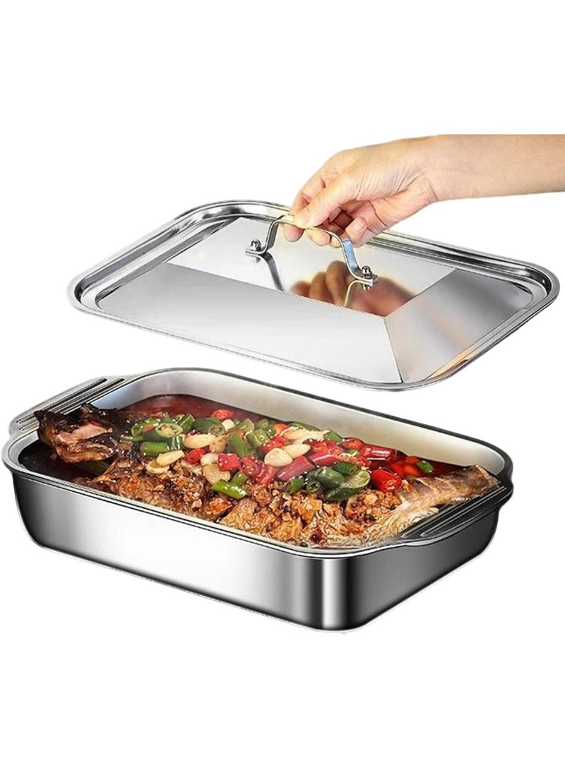 Arabest Lasagna Pan – stainless steel baking dish, oven-safe pan, with lid and handle | high-temperature resistant cookware designed for lasagna, baked dishes, desserts, and serving meals for home or restaura - Image 1