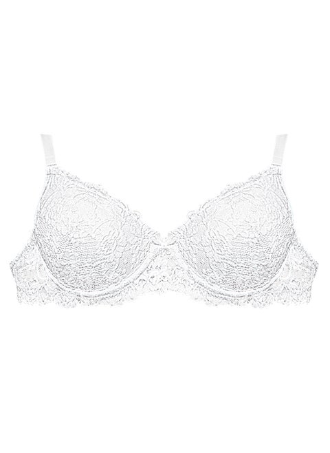 Unlined women's bra with distinctive lace embroidery, designed with a C cap to provide complete coverage, a women's T-shirt bra with a comfortable and elegant design