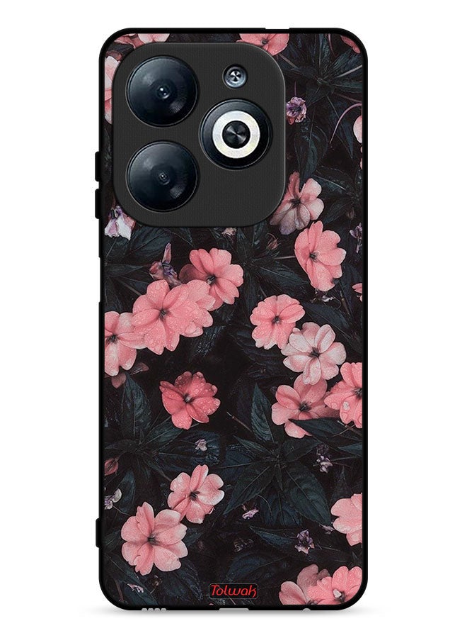 Tolwak Infinix Smart 8 4G Protective Case Cover Peach Small Roses - Image 1