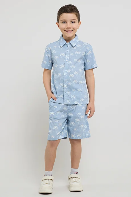 أر أند بي Printed Shirt & Shorts Set