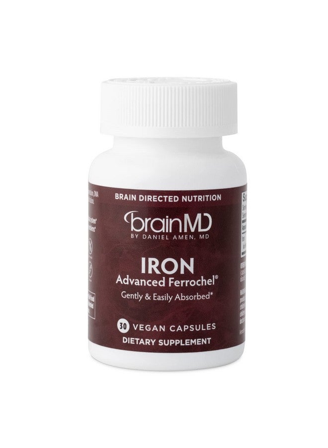 BRAINMD Dr Amen Iron - 30 Capsules - Supports Energy Production, Cognitive Function & Gene Regulation - Gentle & Easily Absorbed - Gluten Free - 30 Servings - Image 1