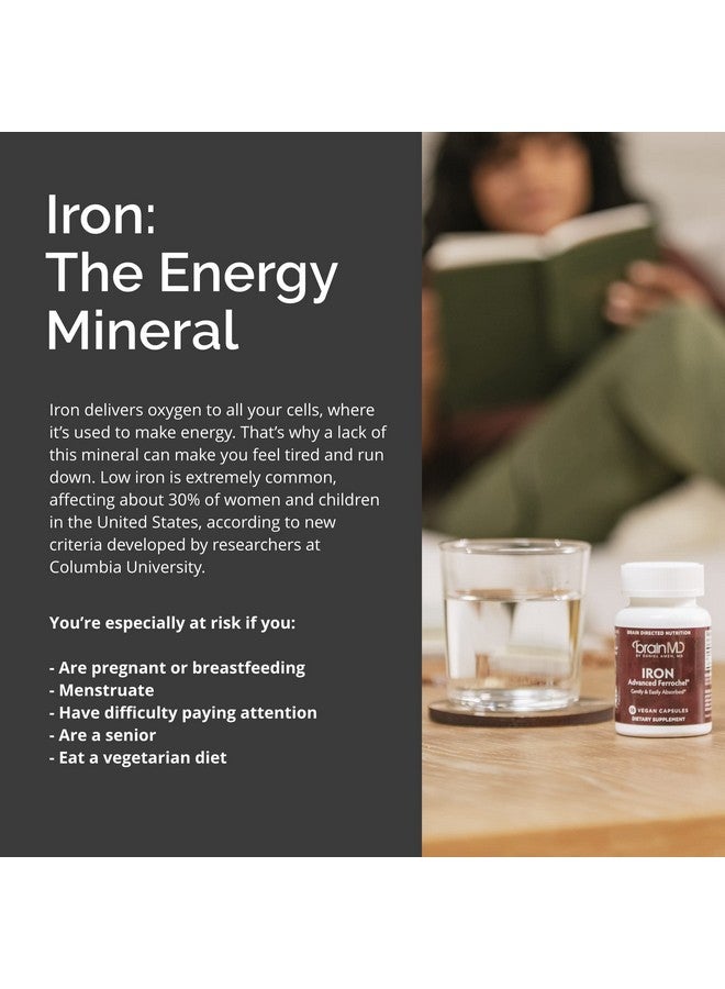BRAINMD Dr Amen Iron - 30 Capsules - Supports Energy Production, Cognitive Function & Gene Regulation - Gentle & Easily Absorbed - Gluten Free - 30 Servings - Image 5