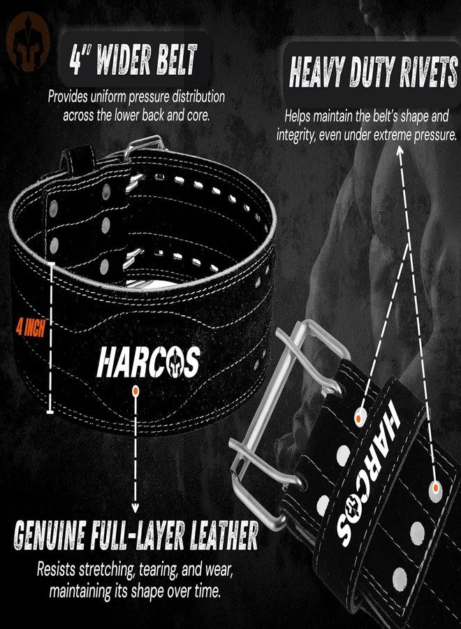 Harcos Genuine Leather Unbreakble, non tearable 8mm Heavy Gym Belt for Men & Women Workout Deadlift Belt for Gym Suede Powerlifting Weight Lifting for Heavy Workout gym belt | Professional Heavy Weight Lifting Original Leather (BLUE, Large) - Image 4