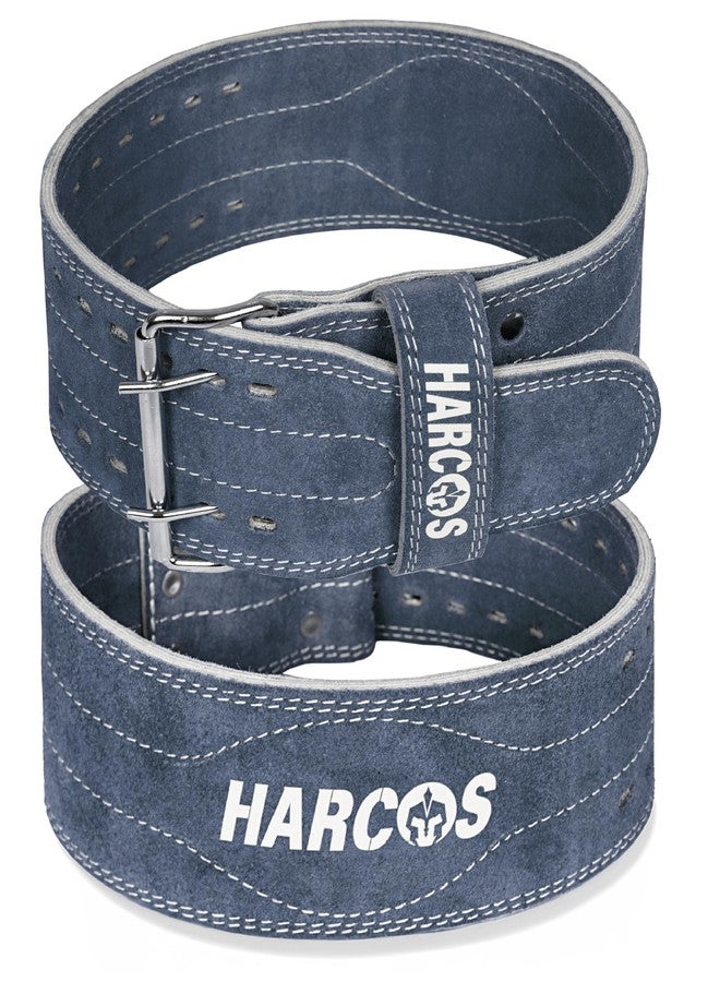 Harcos Genuine Leather Unbreakble, non tearable 8mm Heavy Gym Belt for Men & Women Workout Deadlift Belt for Gym Suede Powerlifting Weight Lifting for Heavy Workout gym belt | Professional Heavy Weight Lifting Original Leather (BLUE, Large) - Image 1