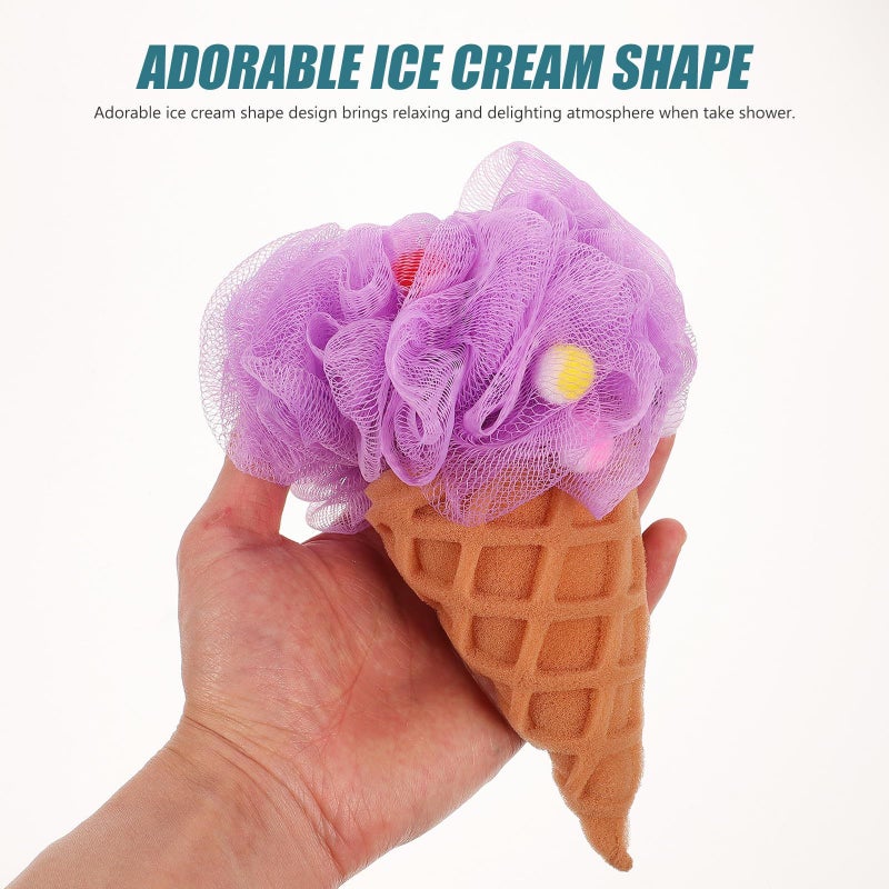 Soft Bath Sponges 4Pcs Set Colorful Ice Cream Body Scrubber For Gentle Skin Cleaning - Image 5