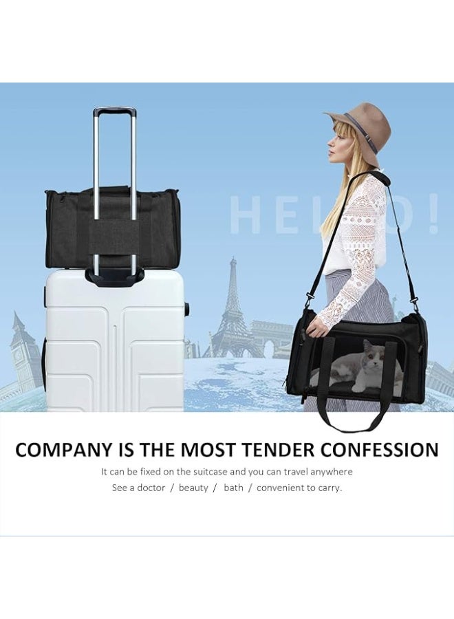 شنطة لحمل الحيوانات الأليفة والقطط والكلاب الصغيرة والمتوسطة والجراء بوزن 25 رطل مع جوانب ناعمة وقابلة للطي من هينكليون، أسود، مقاس L - Image 2