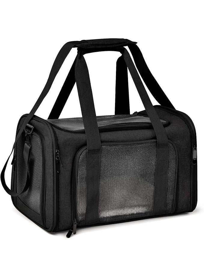 شنطة لحمل الحيوانات الأليفة والقطط والكلاب الصغيرة والمتوسطة والجراء بوزن 25 رطل مع جوانب ناعمة وقابلة للطي من هينكليون، أسود، مقاس L - Image 1