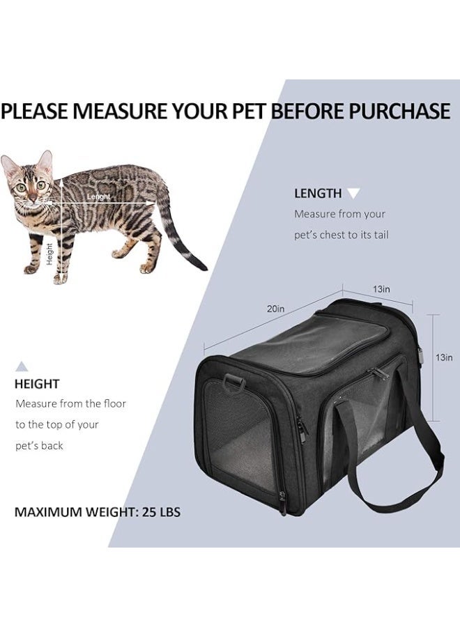شنطة لحمل الحيوانات الأليفة والقطط والكلاب الصغيرة والمتوسطة والجراء بوزن 25 رطل مع جوانب ناعمة وقابلة للطي من هينكليون، أسود، مقاس L - Image 5