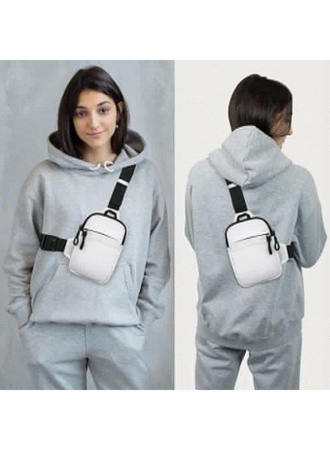Unisex Sling Bag, Lightweight Water Resistant Crossbody Chest Bag with Adjustable Strap for Men Women, White - Image 5