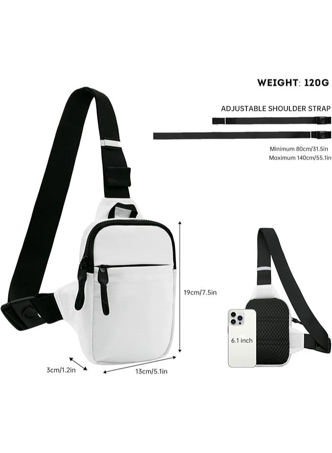 Unisex Sling Bag, Lightweight Water Resistant Crossbody Chest Bag with Adjustable Strap for Men Women, White - Image 2