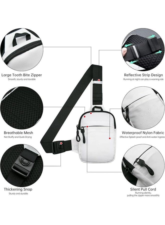 Unisex Sling Bag, Lightweight Water Resistant Crossbody Chest Bag with Adjustable Strap for Men Women, White - Image 3