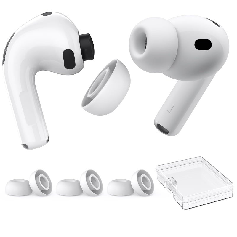 AhaStyle Ear Tips for AirPods Pro 3 2025 with Noise Reduction HoleFit in The Charging Case 3 Pairs Silicone Ear Covers Replacement Tips for AirPods Pro 3rd Gerentation with Portable Storage Box - Image 2