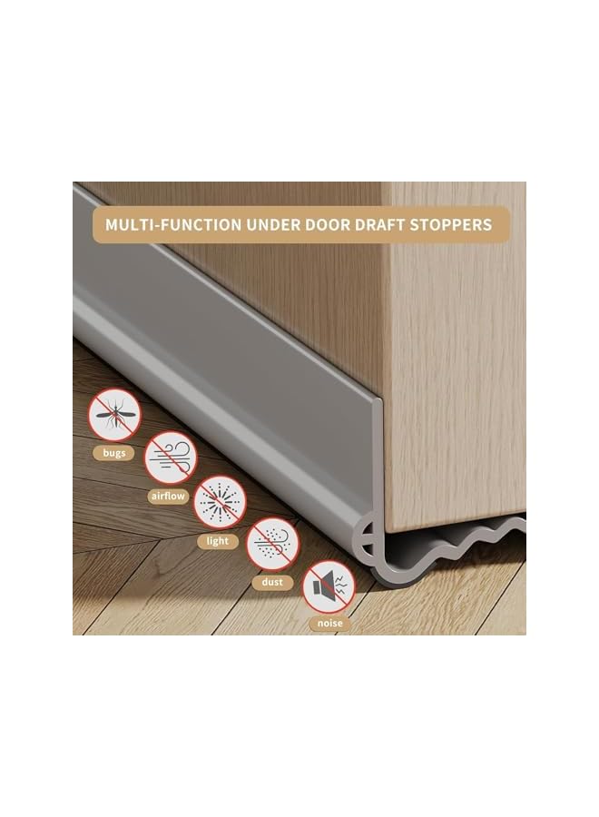 The Bros Under Door Draft Stopper, 39'' Door Gap Sweep Seal Strip Bottom Exterior & Interior Weather Stripping Noise Blocker with Strong Adhesive Door Insulation Guard (Gray, 39'') - Image 3