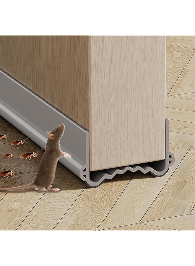 The Bros Under Door Draft Stopper, 39'' Door Gap Sweep Seal Strip Bottom Exterior & Interior Weather Stripping Noise Blocker with Strong Adhesive Door Insulation Guard (Gray, 39'') - Image 1