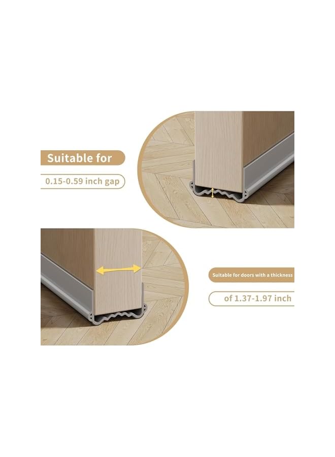 The Bros Under Door Draft Stopper, 39'' Door Gap Sweep Seal Strip Bottom Exterior & Interior Weather Stripping Noise Blocker with Strong Adhesive Door Insulation Guard (Gray, 39'') - Image 2
