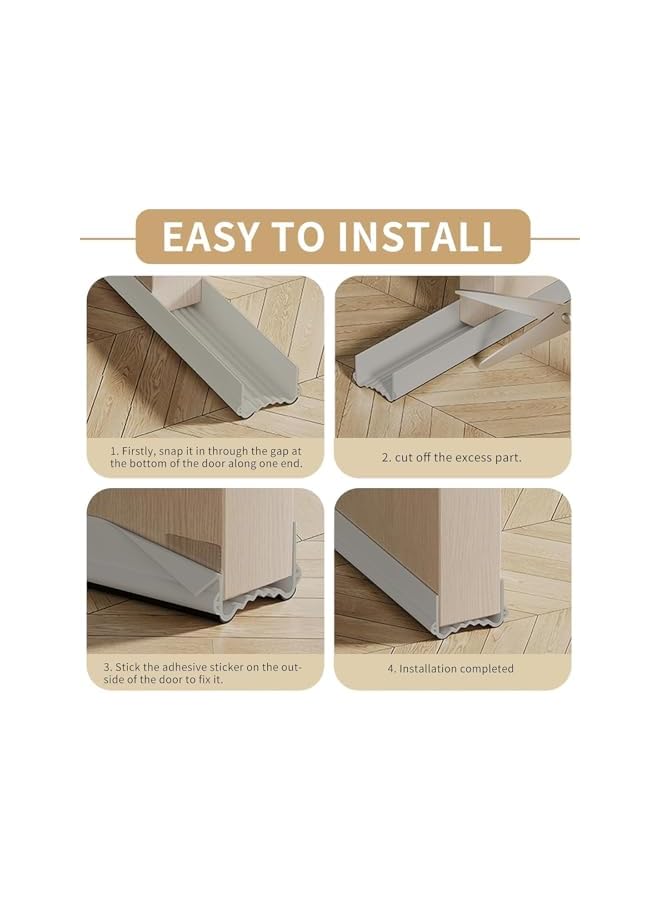 The Bros Under Door Draft Stopper, 39'' Door Gap Sweep Seal Strip Bottom Exterior & Interior Weather Stripping Noise Blocker with Strong Adhesive Door Insulation Guard (Gray, 39'') - Image 4