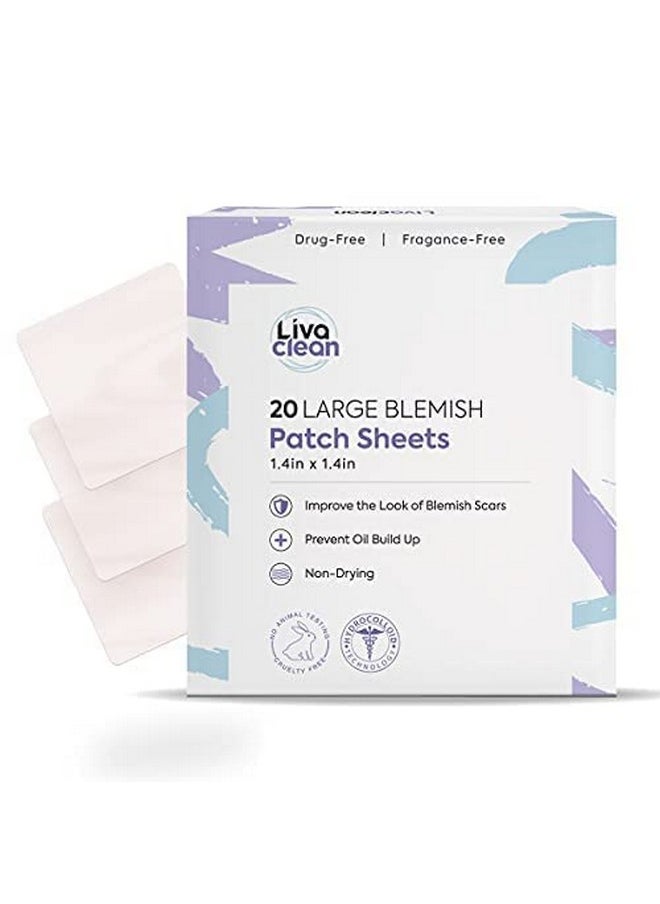 LivaClean - 20 Ct Livaclean Large Hydrocolloid Acne Patches For Pore Spots Nose Face Cystic Pimple Zit Patch Big Pimple Patches Hydrocolloid Bandages Strips Stickers Pimple Patch Xl Large Acne Patch - Image 1