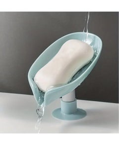 PAMEER Bath Soap Leaf-Shape Self Draining Soap Holder, Perforation-Free Vertical Drain Bathroom Soap Holder Box Vertical Oval Soap Tray Rack, With Diversion Nozzle Design for Public Restroom Home Bathroom.  - Image 2