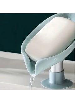 PAMEER Bath Soap Leaf-Shape Self Draining Soap Holder, Perforation-Free Vertical Drain Bathroom Soap Holder Box Vertical Oval Soap Tray Rack, With Diversion Nozzle Design for Public Restroom Home Bathroom.  - Image 3