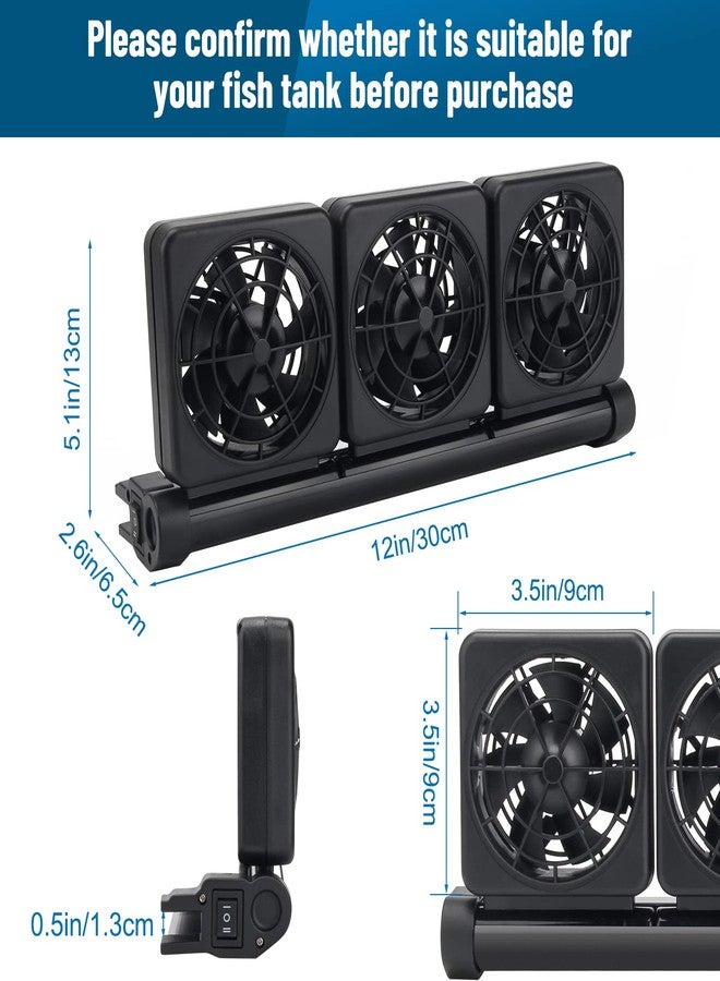 Liveek Aquarium Fan 2 3 4 Heads, Aquarium Chillers Cooling Fan Adjustable Fish Tank Cooling Fan with 2 Wind Speed Fan for Water Tank, Aquarium Tank Chiller (3 Head) - Image 2