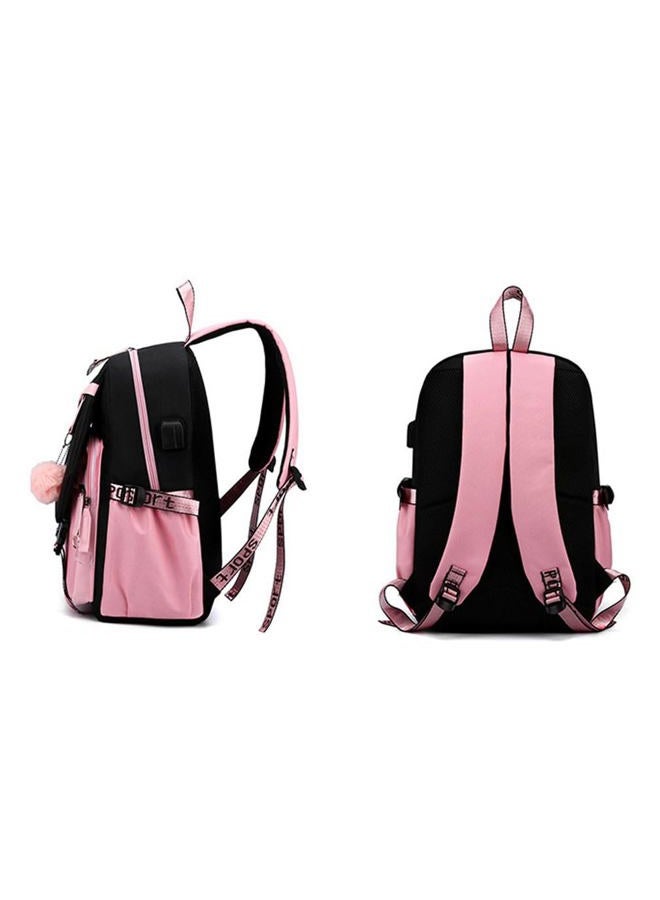 MONMOB Backpack Laptop bag School Backpack for Girls Middle School Students Bookbag with USB Charging&Headphone Port(Black&Pink) - Image 2