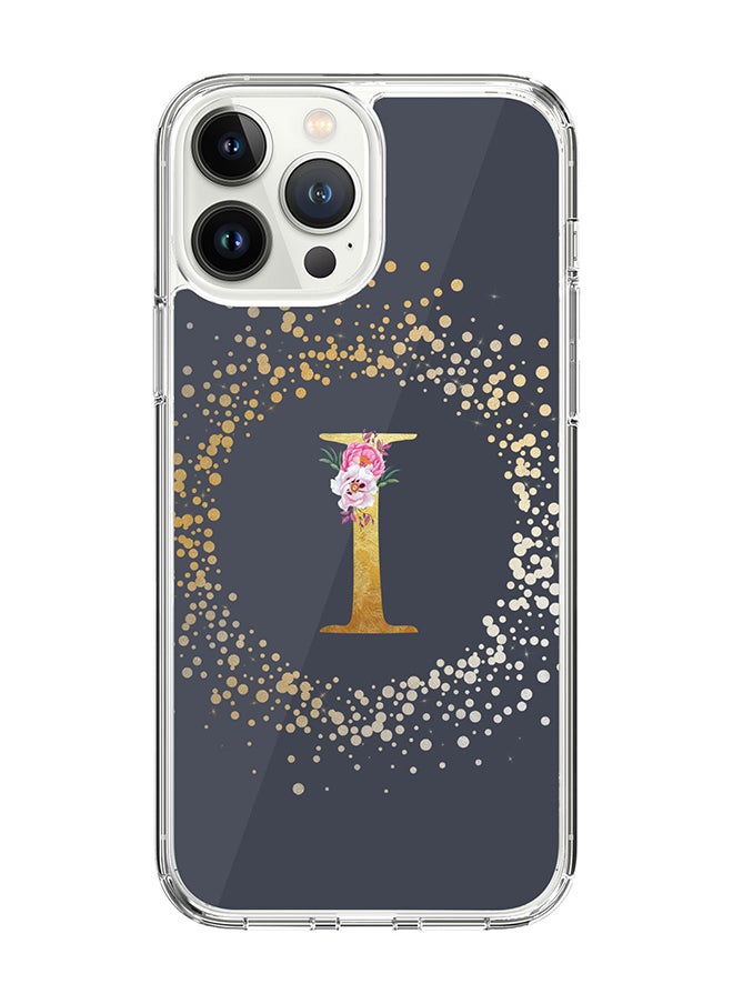 Stylizedd - Classic Clear Case For iPhone 15 Pro Max, Hybrid Soft Case Thin Cover- Custom Monogram Initial Letter Floral Pattern Alphabet - I(Grey) - Image 1
