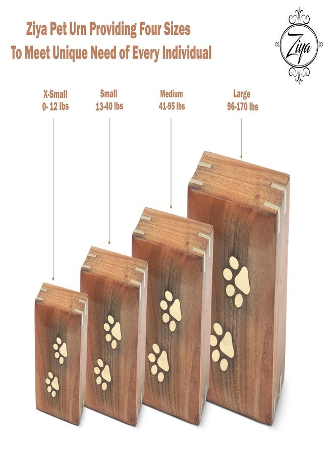 ZIYA Wooden Small Cremation Pet Urn for Dog and Cat Ashes Box | Handmade Wood Memorial Pet Urn | Brass Paws Inlaid | Pet Memorial | Funeral Urns for Pet Ashes | Mini Keepsake | up to 12 Pounds - Image 5