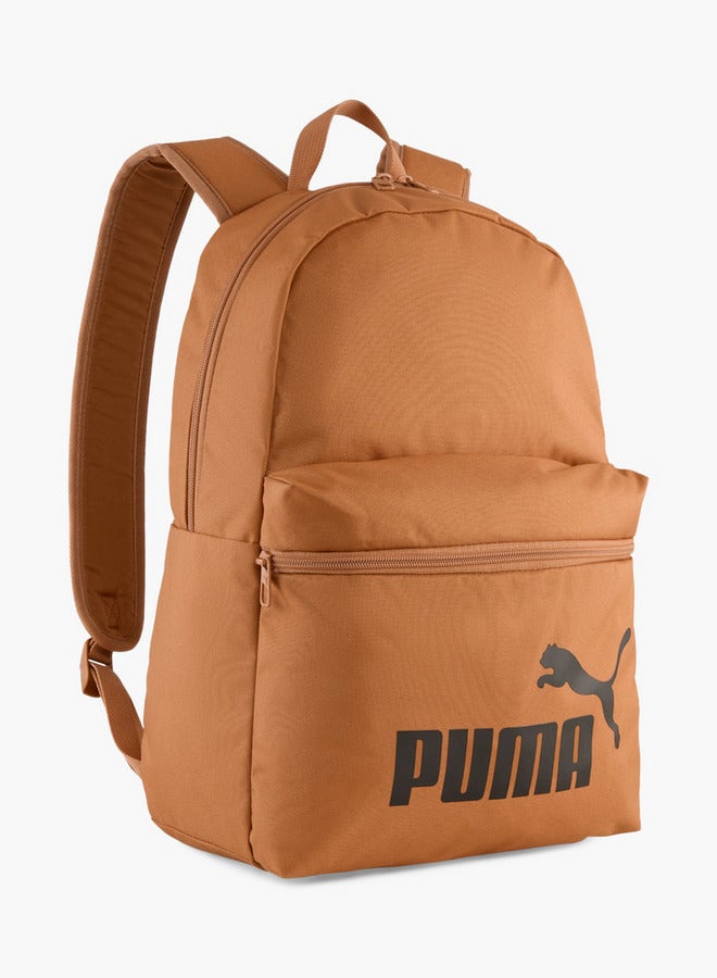 PUMA Logo Print School Backpack with Adjustable Shoulder Straps and Zip Closure  - Image 1