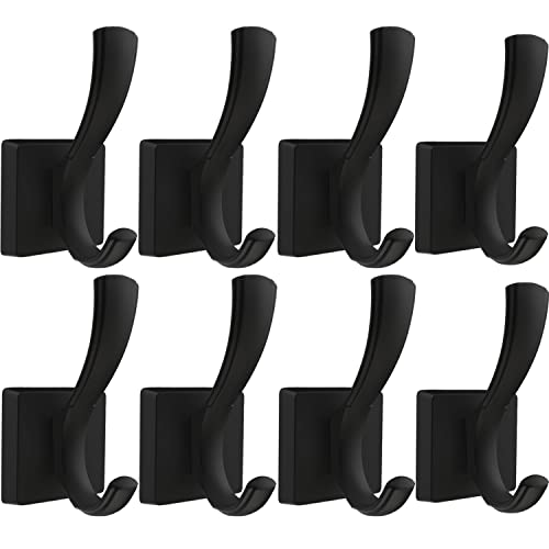 TOFIIGREM Black Wall Hooks Coat Hook, Towel Hooks Robe Hook for Bathroom, Entryway Mudroom Hooks for Hanging Coat Key Hat Backpack (8 Pack, Black) - Image 1