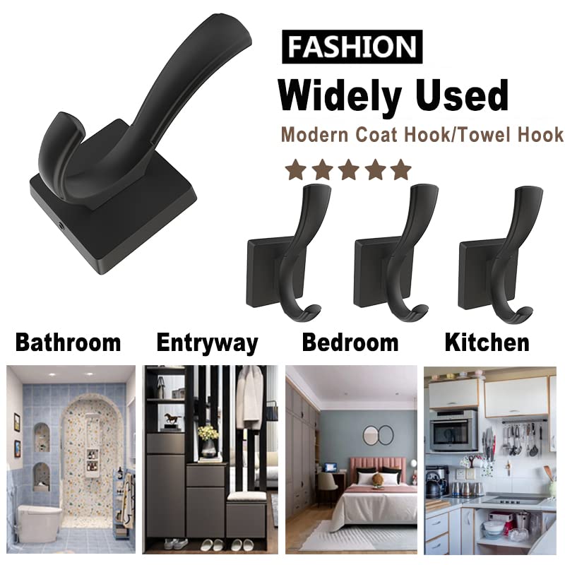TOFIIGREM Black Wall Hooks Coat Hook, Towel Hooks Robe Hook for Bathroom, Entryway Mudroom Hooks for Hanging Coat Key Hat Backpack (8 Pack, Black) - Image 5