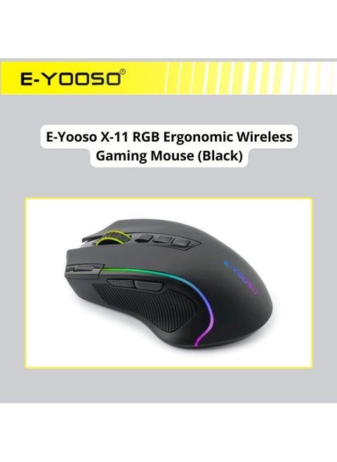 E-YOOSO X-11 Wireless RGB Gaming Mouse Rechargeable, 8000 DPI Wired Gaming Mouse, Type C Wired Customize RGB Backlit Mouse with Rapid Fire Key 9 Programmable Buttons Mouse with Macro Programming