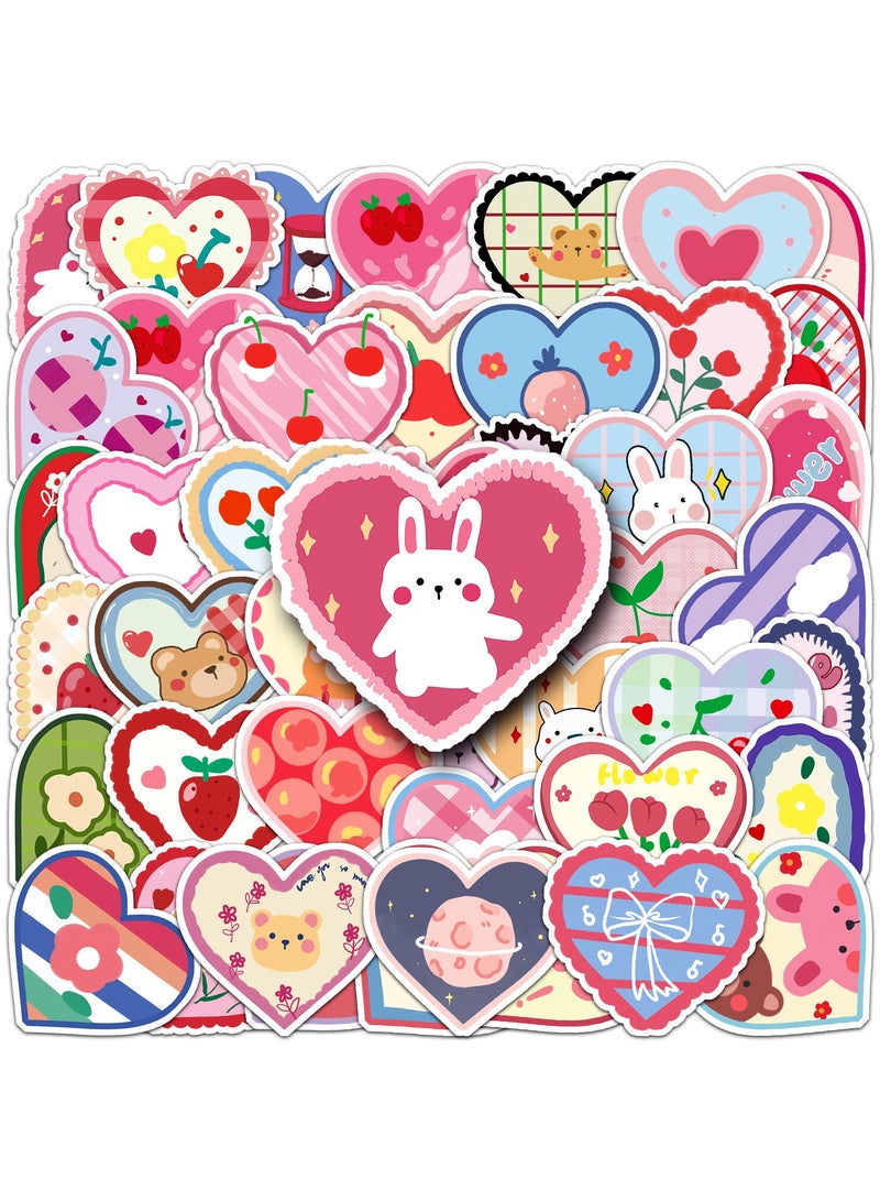 ORAINBOW 50 Pcs Various Heart Stickers for Kids Teens Girls BoysExquisite Waterproof Stickers for Laptop Phone Tablet Luggage Water Bottle Flasks Cup Bike Trendy Cartoon Vinyl Decals Pack  - Image 1
