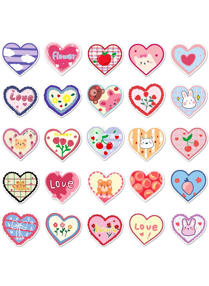 ORAINBOW 50 Pcs Various Heart Stickers for Kids Teens Girls BoysExquisite Waterproof Stickers for Laptop Phone Tablet Luggage Water Bottle Flasks Cup Bike Trendy Cartoon Vinyl Decals Pack  - Image 3