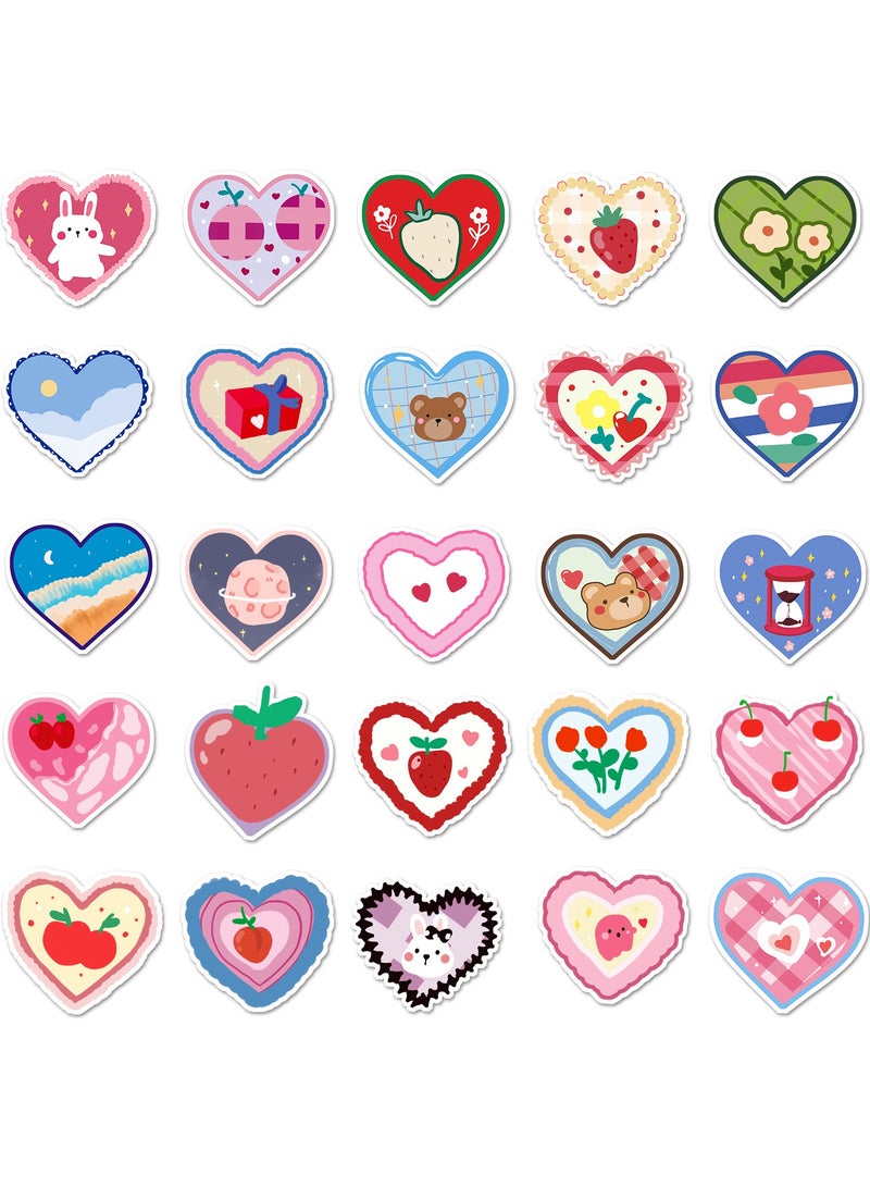 ORAINBOW 50 Pcs Various Heart Stickers for Kids Teens Girls BoysExquisite Waterproof Stickers for Laptop Phone Tablet Luggage Water Bottle Flasks Cup Bike Trendy Cartoon Vinyl Decals Pack  - Image 4