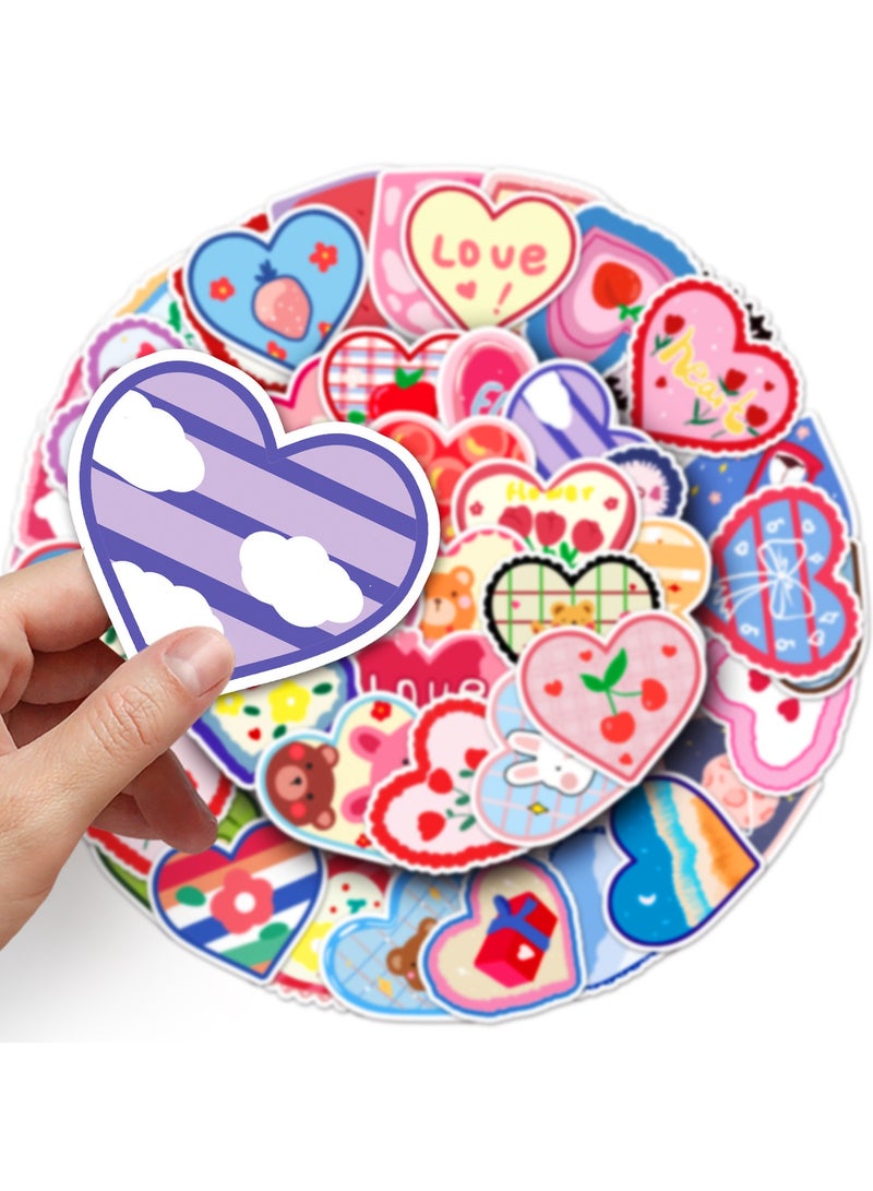 ORAINBOW 50 Pcs Various Heart Stickers for Kids Teens Girls BoysExquisite Waterproof Stickers for Laptop Phone Tablet Luggage Water Bottle Flasks Cup Bike Trendy Cartoon Vinyl Decals Pack  - Image 5