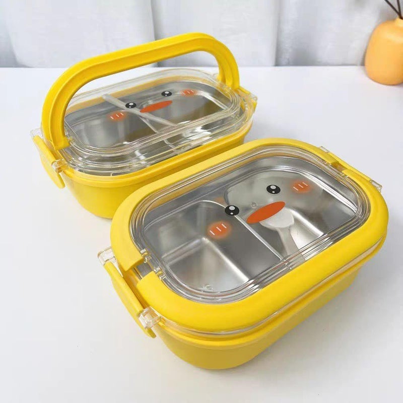 HOMERA Kids Stainless Steel Lunch Box 1000ml with Leakproof Airtight Lid Divided Compartments Spoon Included Microwave and Freezer Safe for Daily Use